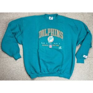 Logo Athletic Vintage NFL‎ Embroidered Miami Dolphins Sweatshirt Size XL